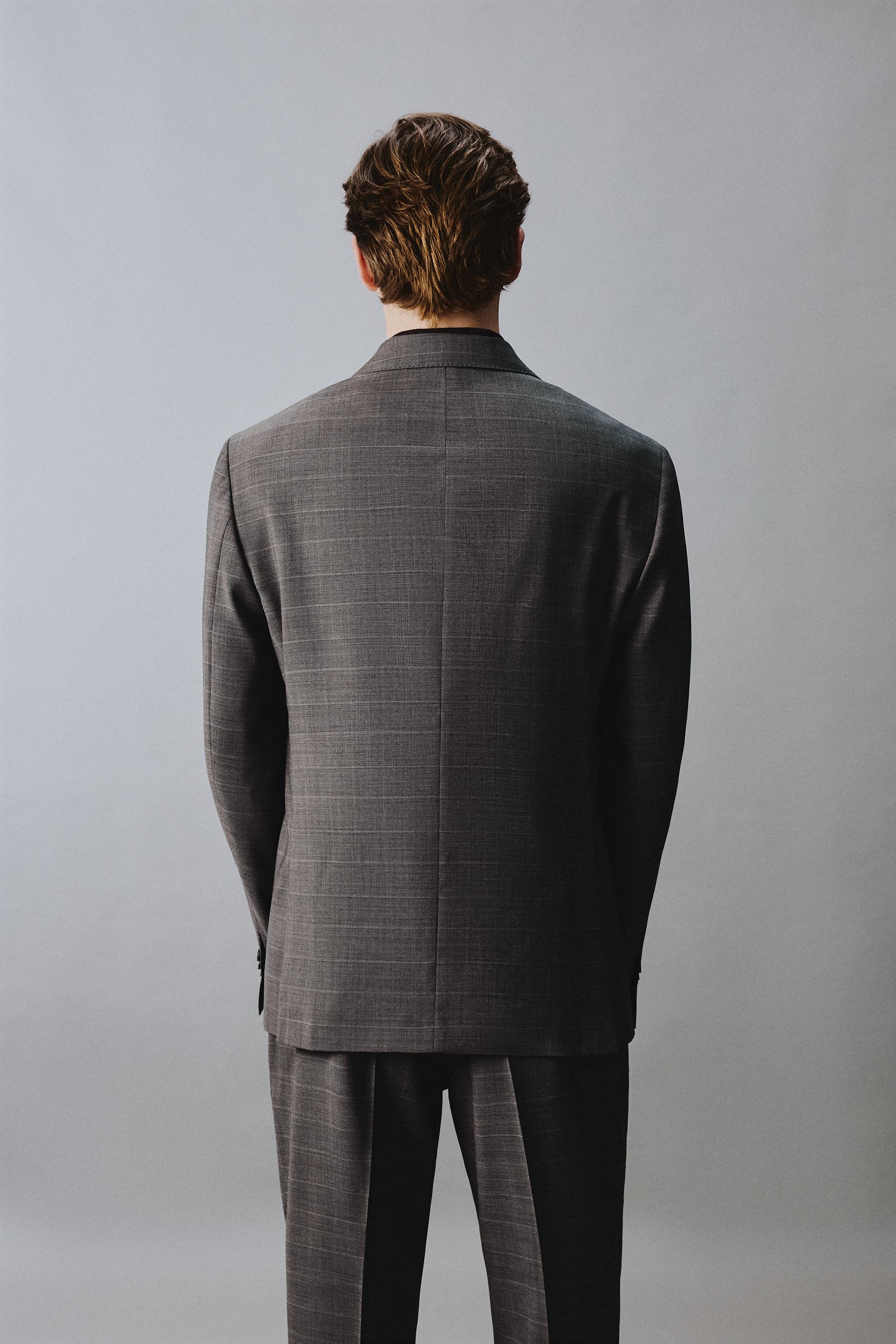 100% WOOL PLAID SUIT BLAZER